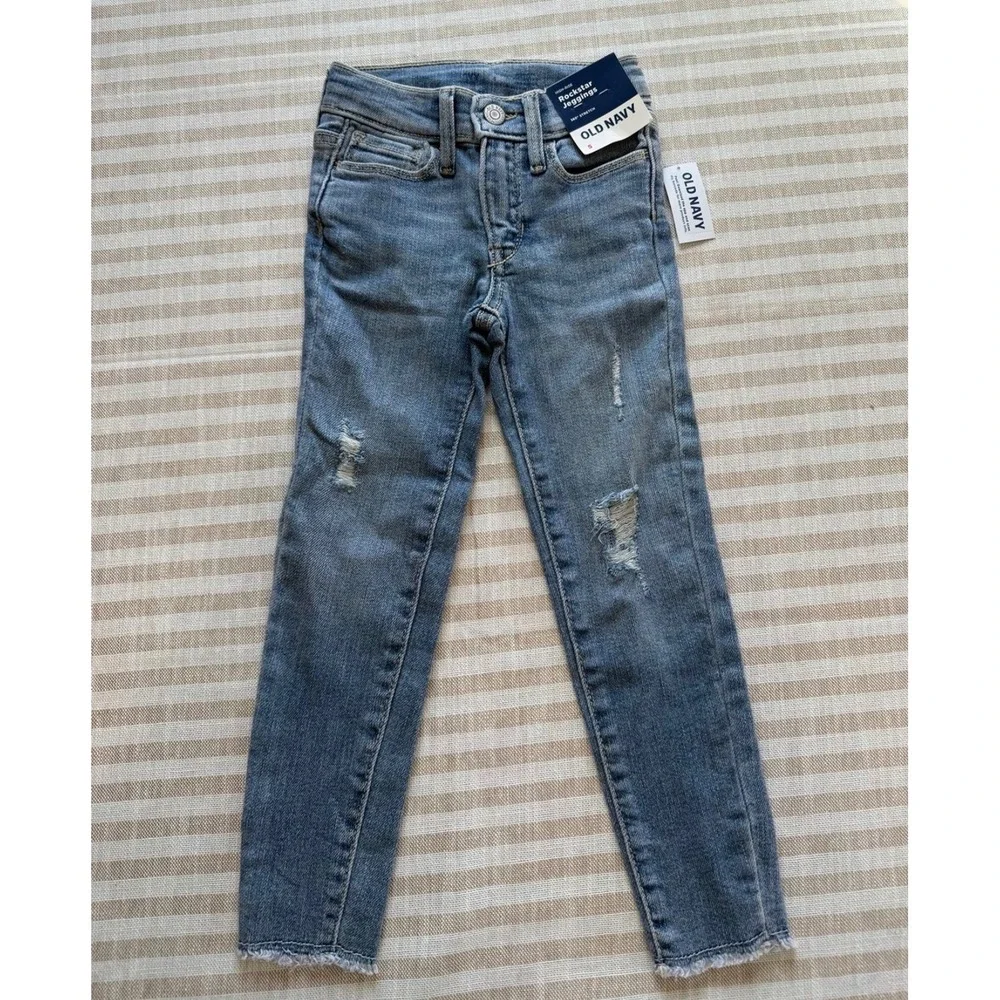 Old Navy Girls Rockstar Jeggings High Rise Distressed Denim Jeans Size 5 NWT